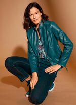 Blazer aus Lederimitat mit Biesenzier 