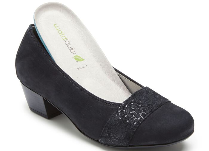 Waldl&auml;ufer, bequeme Damen-Pumps, Weite K, mit herausnehmbarem Fu&szlig;bett SCHWARZ