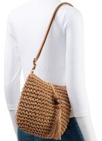 Sommerliche Tasche, Damen, mit verstellbarem Umh&auml;ngeriemen NATURBRAUN