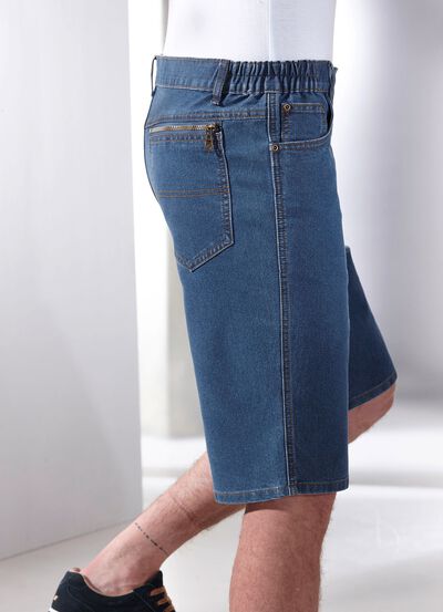 Jeans-Bermudas mit Dehnbundeins&auml;tzen in 3 Farben 