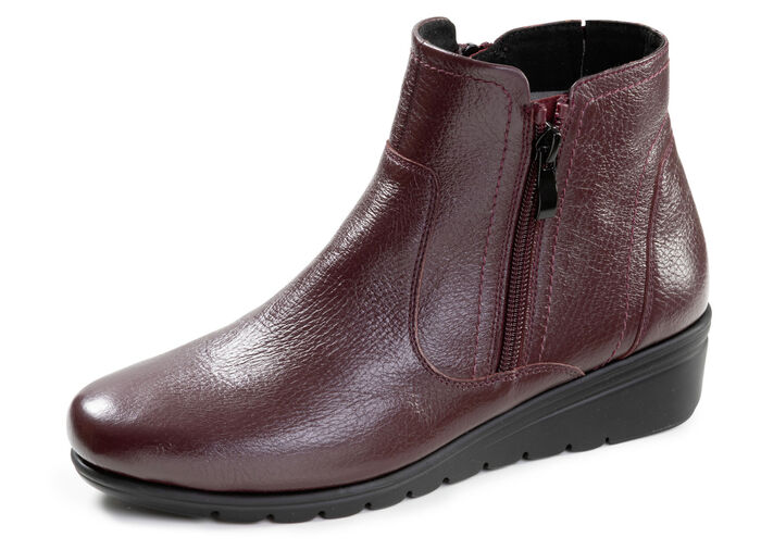 ELENA EDEN, gefütterte Damen-Stiefeletten, Winterschuhe, Weite G, mit Reißverschluss BORDEAUX