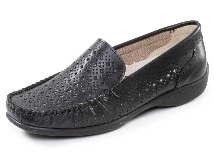 ELENA EDEN, sommerliche Damen-Slipper, Weite H, mit herausnehmbarem Fu&szlig;bett SCHWARZ