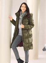 Daunen-Kurzmantel mit abnehmbarer Kapuze 