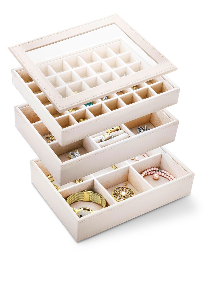 Schmuckkoffer aus Kunstleder mit Samtinnenfutter 