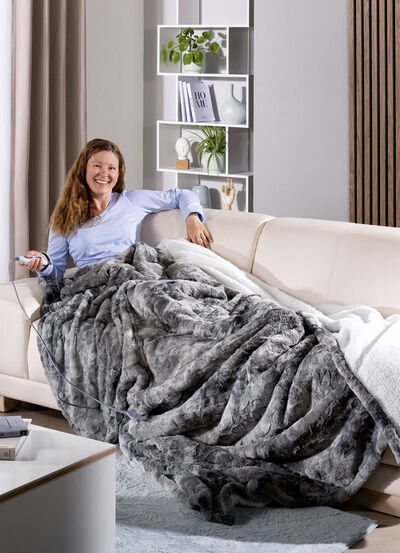 XXL-Heizdecke in Lammfell-Optik 