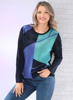 Pullover mit Jacquard-Dessin MARINE-ROYALBLAU-JADEGR&Uuml;N