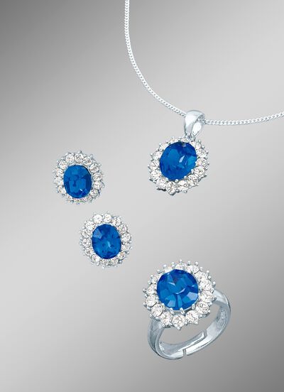 Schmuck-Set, 4-teilig mit Wei&szlig;goldauflage 