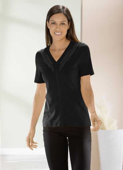 Shirt mit edler Strasszier in 2 Farben 