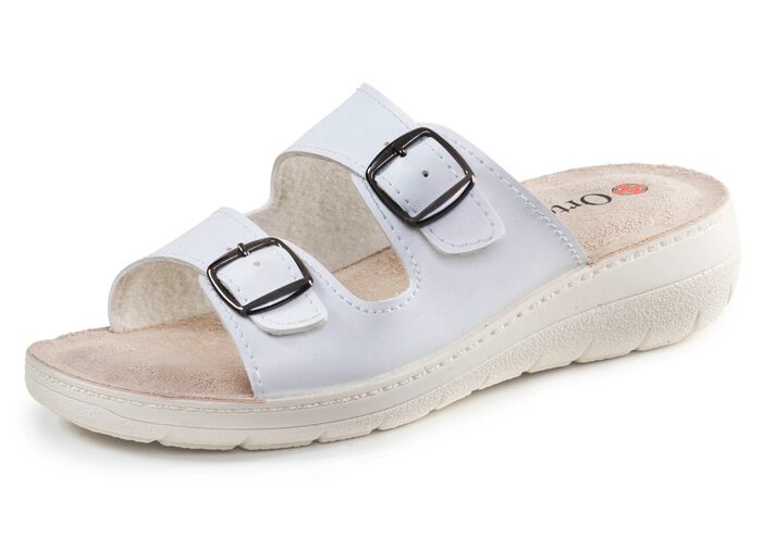 Zweierpack Pantoletten aus Nubuk- und Nappasynthetik 1X SCHWARZ, 1X WEISS