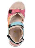 Waldl&auml;ufer, bequeme Damen-Sandalen, Weite H, mit herausnehmbarem Fu&szlig;bett PINK-ORANGE-BLAU