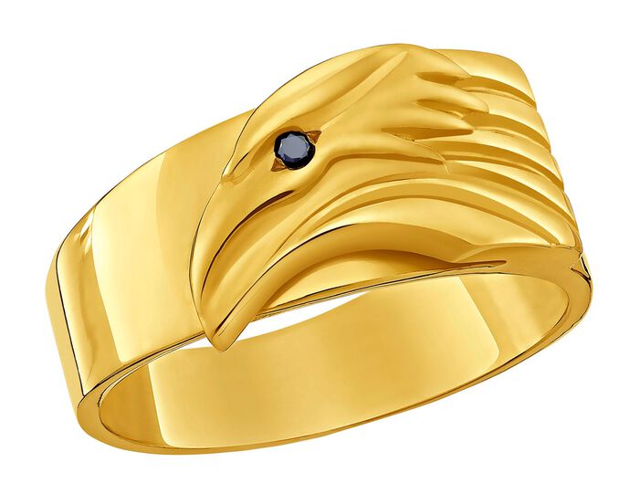 Adlerkopf Herrenring mit schwarzem Diamant 