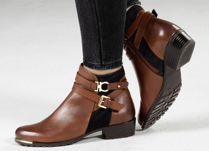 Caprice, schicke Damen-Stiefeletten, Weite G, mit herausnehmbarer Decksohle BRAUN-DUNKELBRAUN