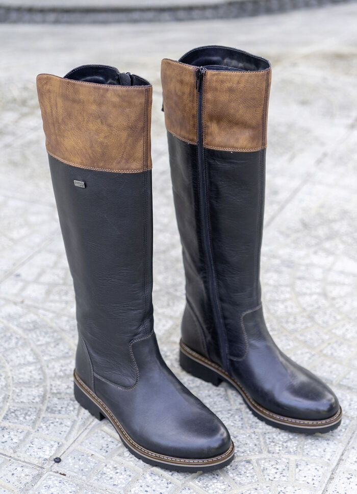 Remonte, gefütterte Damen-Stiefel, Winterschuhe, Weite G, mit Reißverschluss SCHWARZ-MARONE