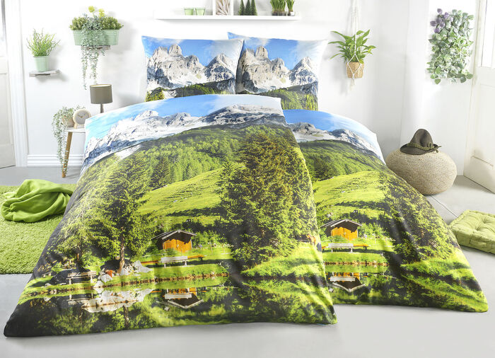 Satin Bettw&auml;sche-Garnitur mit Rei&szlig;verschluss 