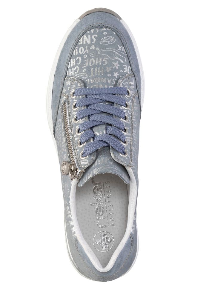 Rieker Schn&uuml;r-Sneaker aus bedrucktem Synthetikmaterial HELLBLAU-SILBER