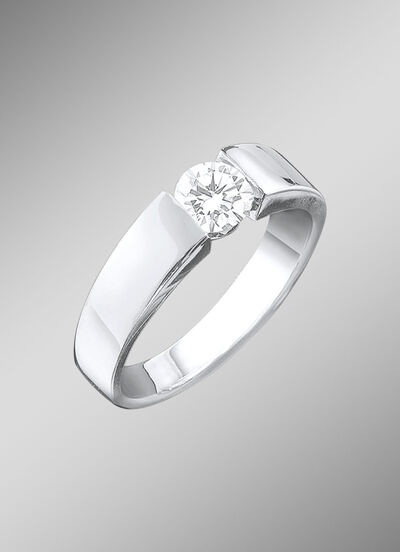 Eleganter Damenring in Weißgold mit Brillant 