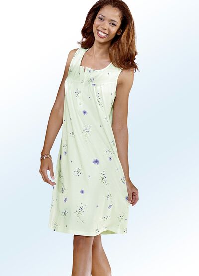 Zweierpack Nachthemden mit breiten Tr&auml;gern und Knopfleiste 