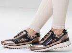 Caprice, trendige Damen-Sneaker, Weite G, mit herausnehmbarem Lederfu&szlig;bett SCHWARZ-BRONZE