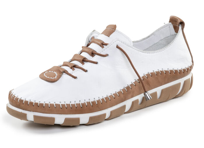 Gemini Schnürschuh mit dezenter Knitter-Struktur WEISS-BRAUN