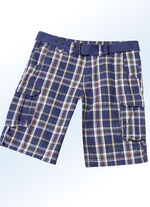 Bermudas mit Gürtel und Cargotaschen in 2 Farben MARINE-WEISS