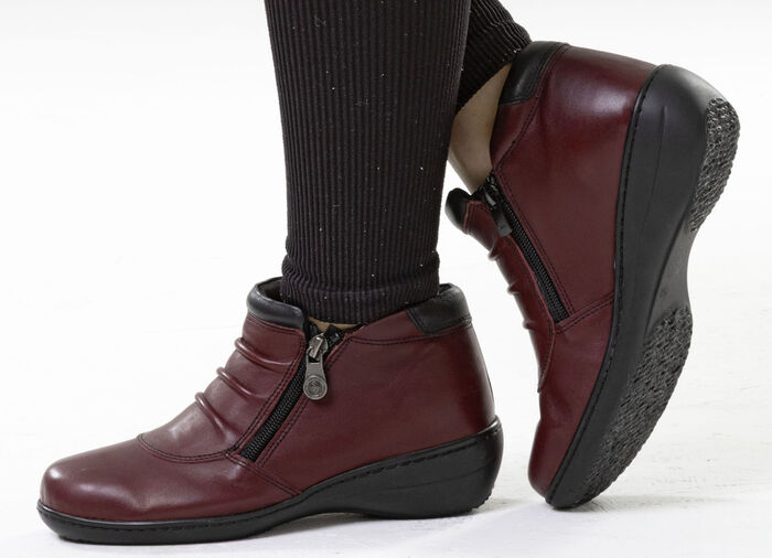 ELENA EDEN, bequeme Damen-Boots, Weite H, mit herausnehmbarem Fußbett BURGUND-SCHWARZ