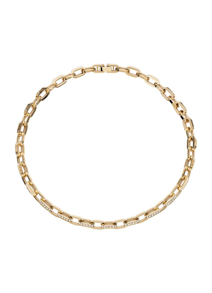 Halskette aus vergoldetem Edelstahl mit Kristallen 