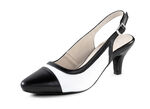 Andrea Conti, schicke Damen-Slingpumps, mit Gummizug SCHWARZ-WEISS