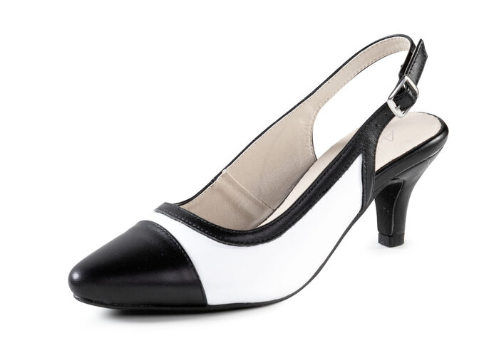 Andrea Conti, schicke Damen-Slingpumps, mit Gummizug SCHWARZ-WEISS