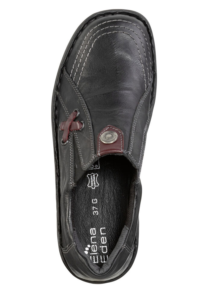 ELENA EDEN-Slipper aus Nappaleder SCHWARZ-BURGUND