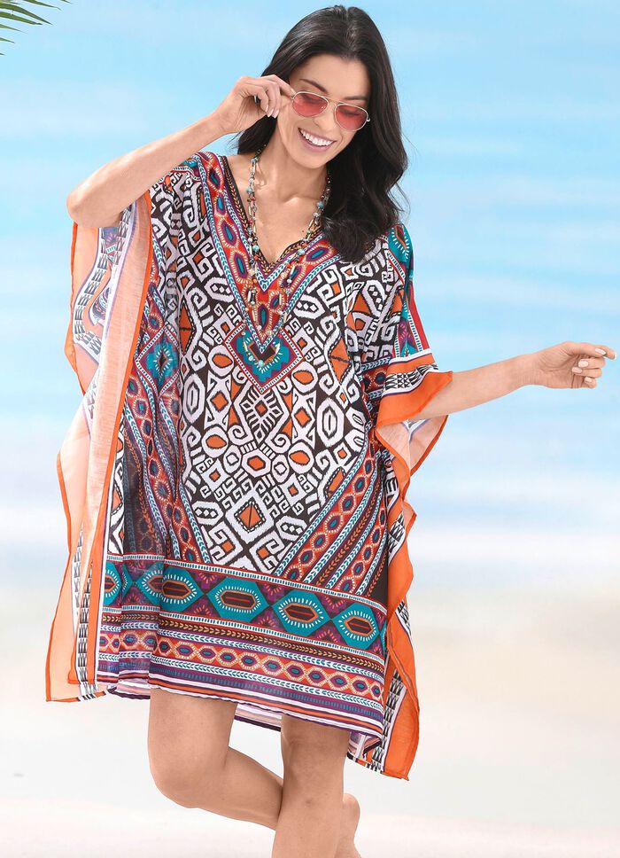 Sunflair Tunika mit platziertem Druckdessin, leicht transparent 