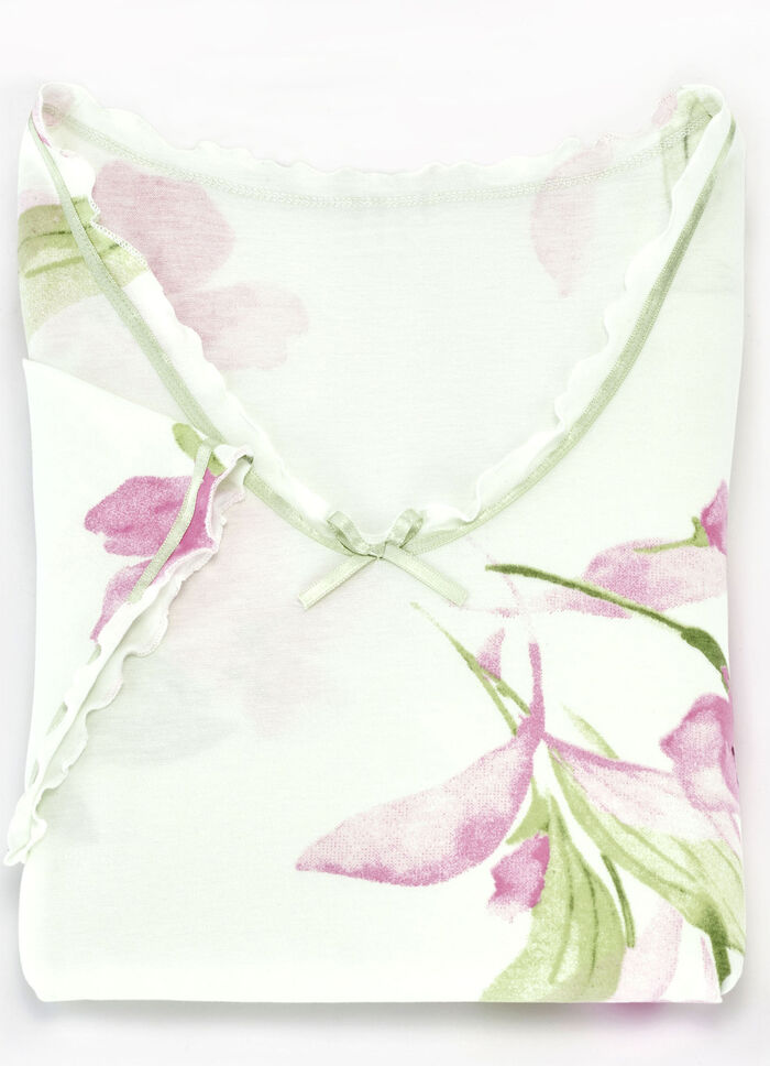 Nachthemd, wadenlang und gebogte Abschlüsse PASTELLGRÜN-ROSA