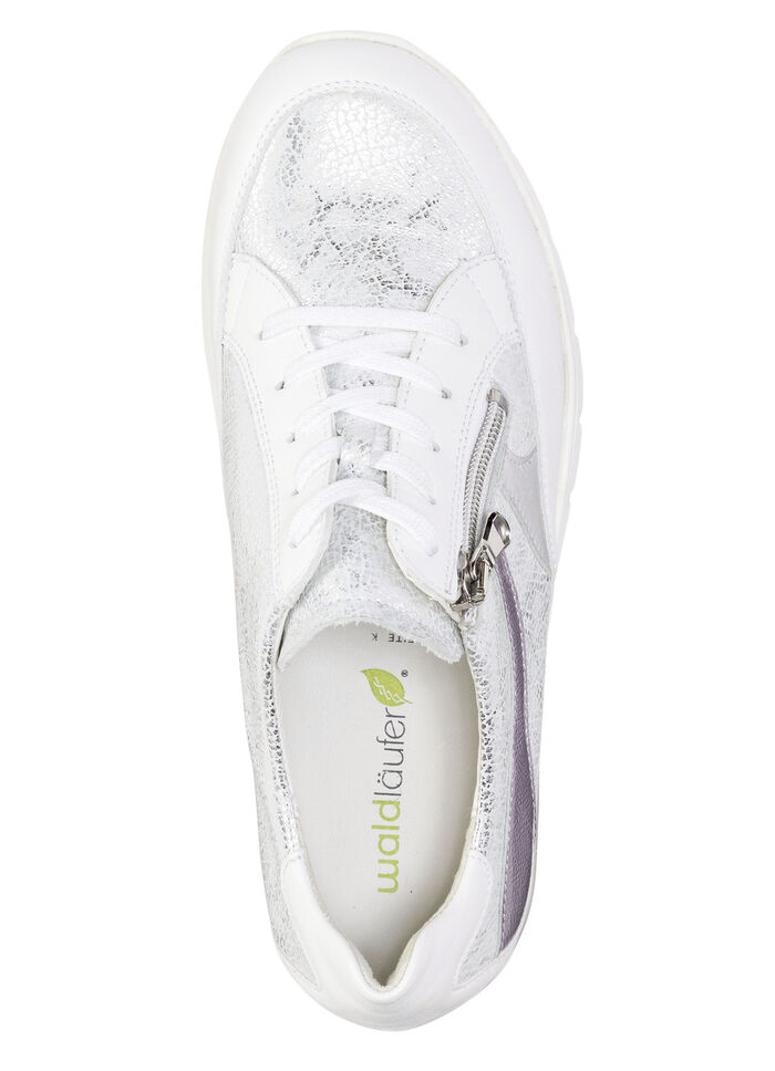 Waldläufer Schnür-Sneaker mit Metallic-Prägung WEISS-EISGRAU-FLIEDER