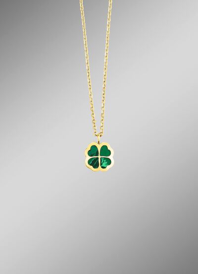 Gl&uuml;cksbringer &ndash; Kleeblatt-Anh&auml;nger mit echtem Malachit 