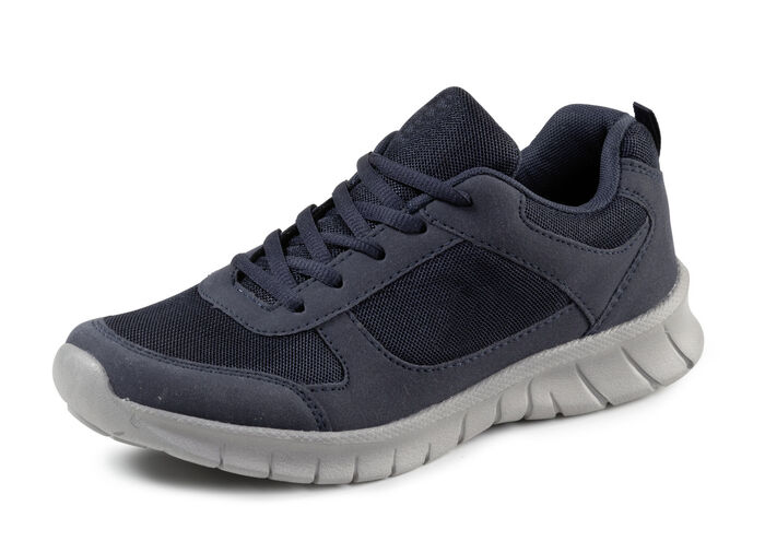 Schnür-Sneaker aus Synthetik und weichem Textilmaterial DUNKELBLAU