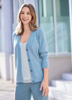 Strickjacke mit Schurwolle und Kaschmir BLEU MELIERT
