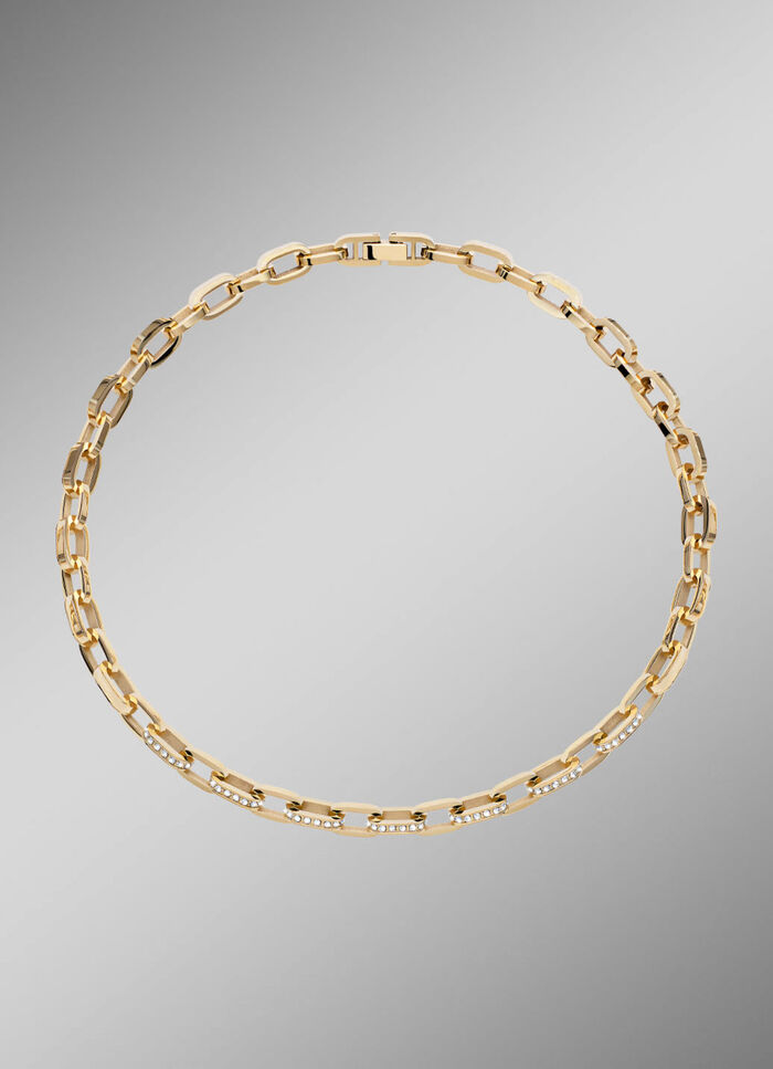 Halskette aus vergoldetem Edelstahl mit Kristallen 