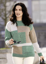 Pullover mit weichem Griff MINT-ECRU-TAUPE