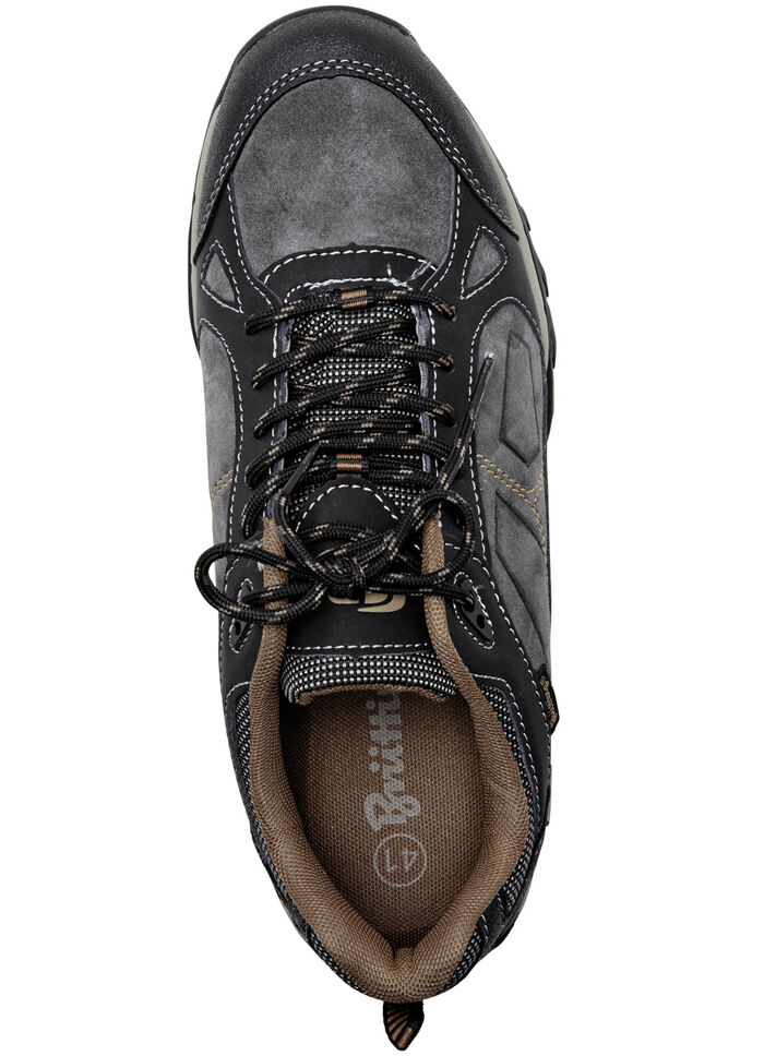 Atmungsaktive Herren-Schnürschuhe, mit herausnehmbarem Fußbett GRAU-SCHWARZ-COGNAC