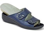 Mubb, bequeme Damen-Pantoletten, Weite H, mit herausnehmbarem Fußbett STAHLBLAU