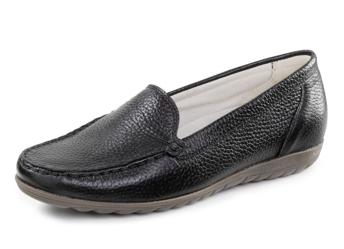 Waldläufer, bequeme Damen-Slipper, Weite H, mit herausnehmbarem Fußbett SCHWARZ