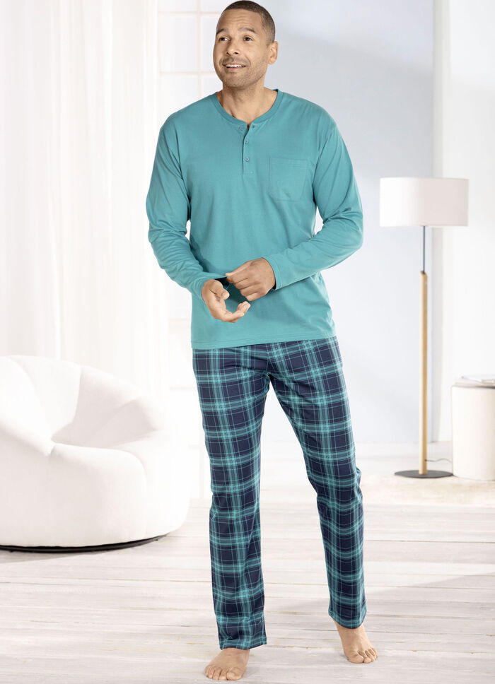 Schlafanzug mit Knopfleiste und offenen Abschlüssen  