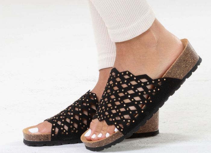 ELENA EDEN, leichte Damen-Pantoletten, Weite G, mit Lederfu&szlig;bett 