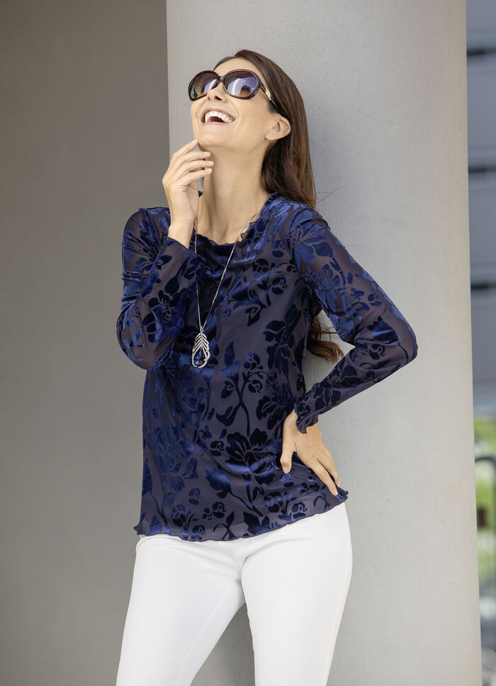 Shirt-Tunika mit Volant-Besatz 
