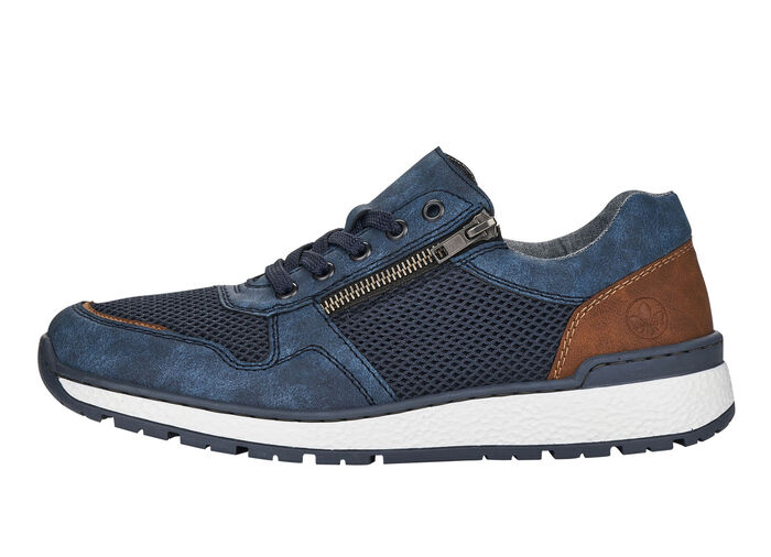 Rieker, bequeme Herren-Sneaker, Weite H, mit herausnehmbarem Fußbett BLAU-BRAUN