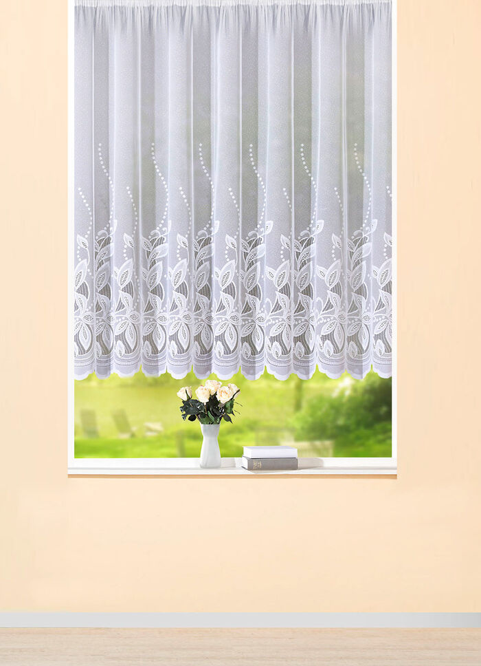 Blumenfenster-Store mit gebogtem Abschluss 