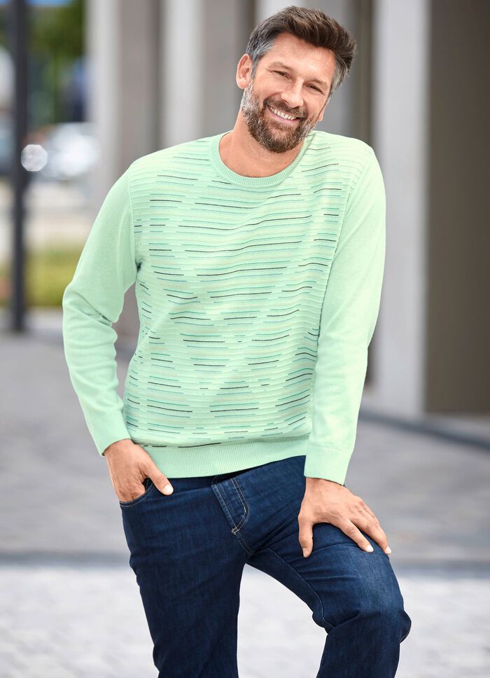 Rundhalspullover mit Strukturdessin in 3 Farben 