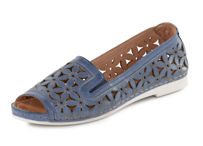 Gemini Slipper aus teilweise geprägtem Nappaleder BLAU