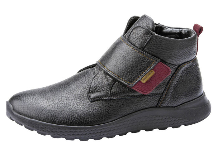 Waldläufer, bequeme Damen-Stiefeletten, Weite H, mit herausnehmbarem Fußbett SCHWARZ-ROT