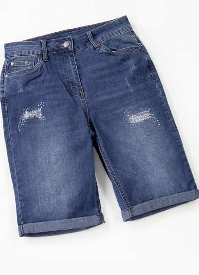 Jeans-Bermudas mit tollen Used-Effekten 