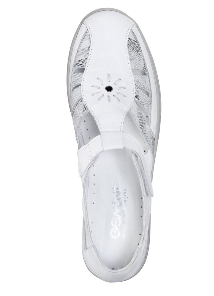 Gemini Slipper aus teilweise geprägtem Nappaleder WEISS-GRAU